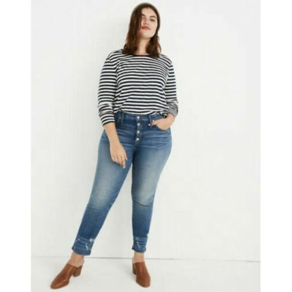 Madewell‎ High-rise Skinny Denim Jean Button Front Stretch Cotton Blue Women 35